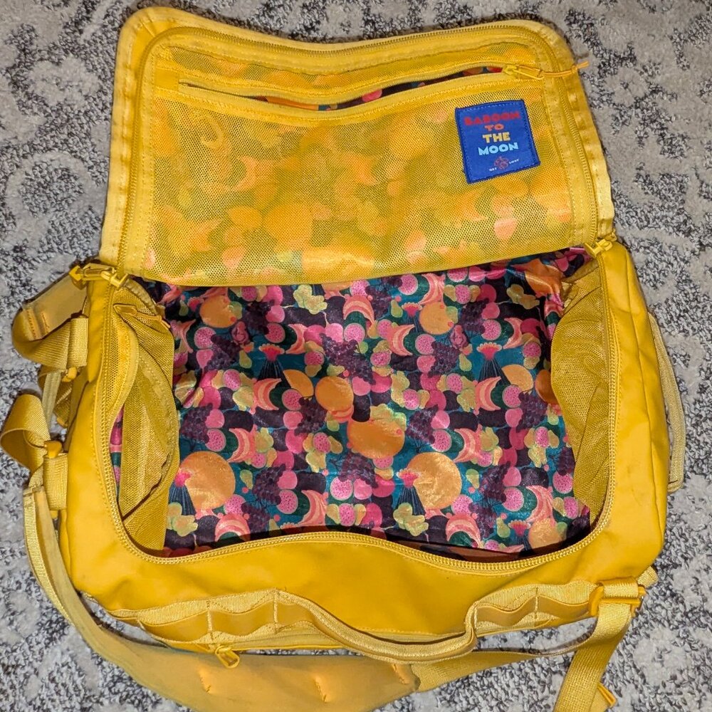 Babboon to the moon limited edition yellow 32L carry on bag with fruit print